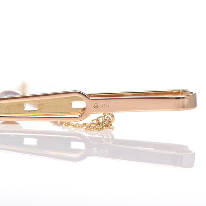 Mikimoto 18K Yellow Gold Akoya Pearl 5.5mm Tie Clip 3 of 3