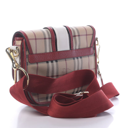 Burberry Haymarket Check Messenger Military Red White 3 of 15