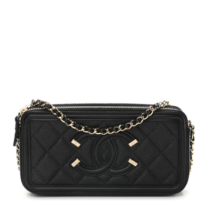 Chanel Caviar Quilted CC Filigree Clutch With Chain Black 1 of 12