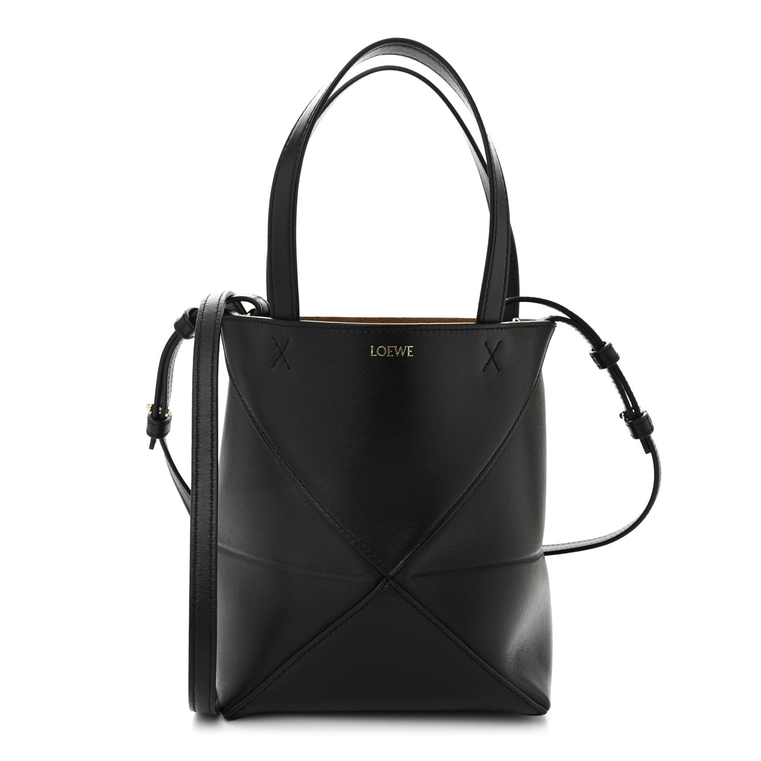 Loewe Shiny Calfskin Mini Puzzle Fold Tote Black 1 of 10