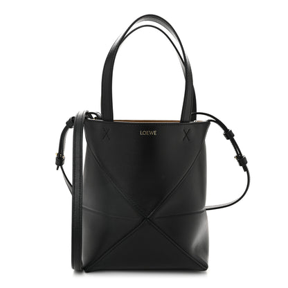 Loewe Shiny Calfskin Mini Puzzle Fold Tote Black 1 of 10