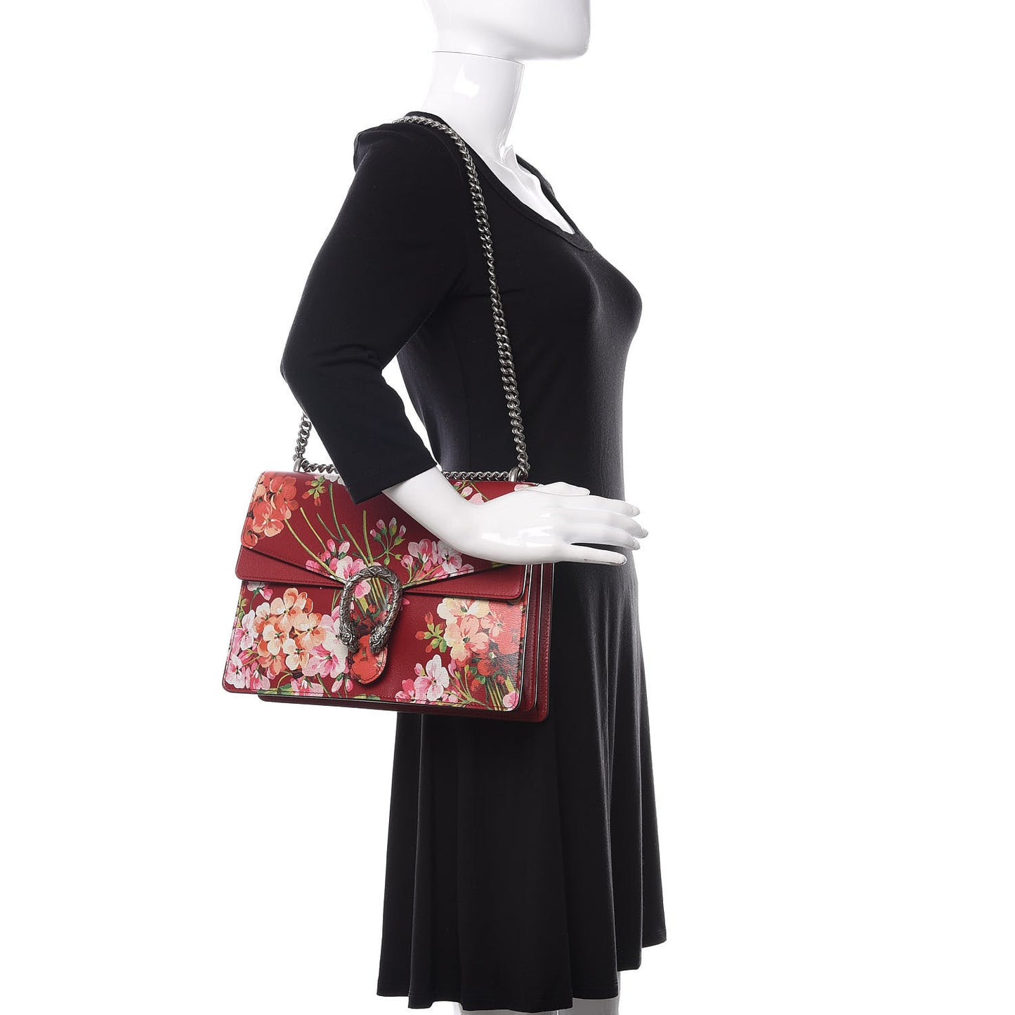 Calfskin Blooms Print Medium Dionysus Shoulder Bag Romantic Cherry Multicolor