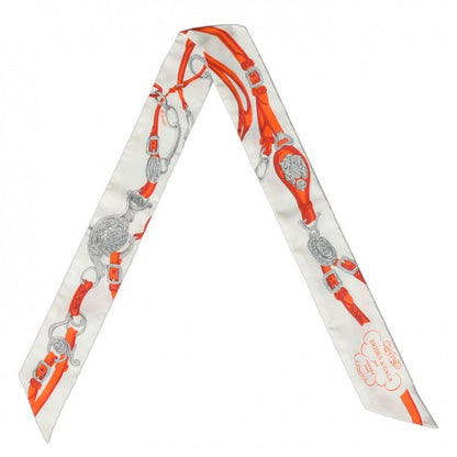 Hermes Silk Brides De Gala Twilly Blanc Orange Rouge 1 of 12