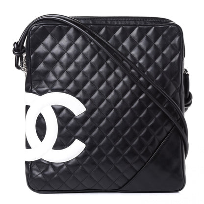 Chanel Calfskin Quilted Large Cambon Messenger Black White 1 of 4