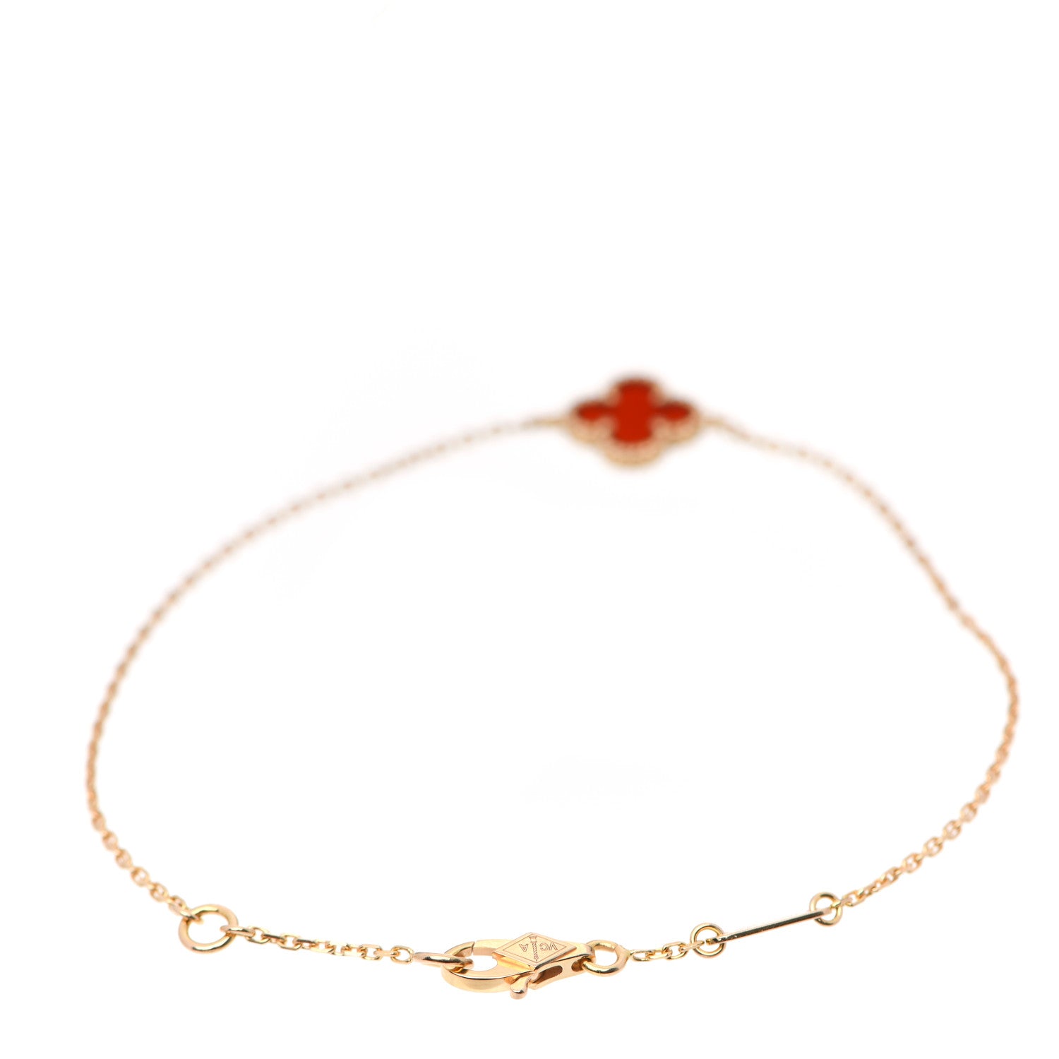Van Cleef & Arpels 18K Rose Gold Carnelian Sweet Alhambra Bracelet 3 of 8