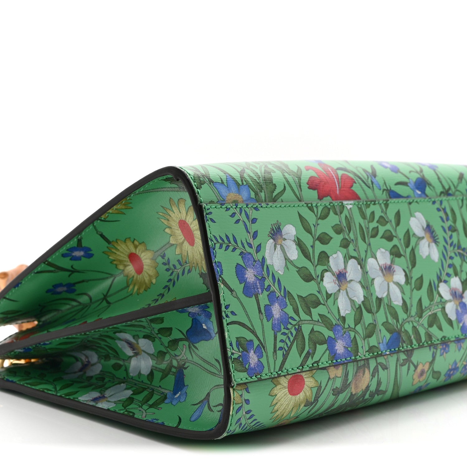 Gucci Calfskin Bamboo Web New Flora Small Nymphaea Top Handle Bag Green 11 of 12