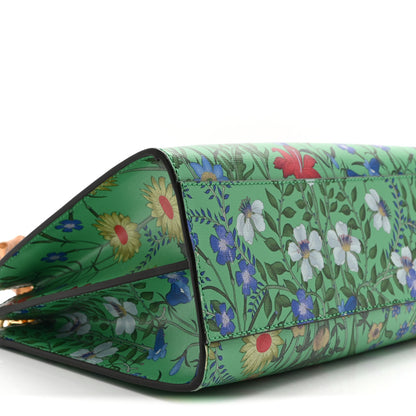Gucci Calfskin Bamboo Web New Flora Small Nymphaea Top Handle Bag Green 11 of 12