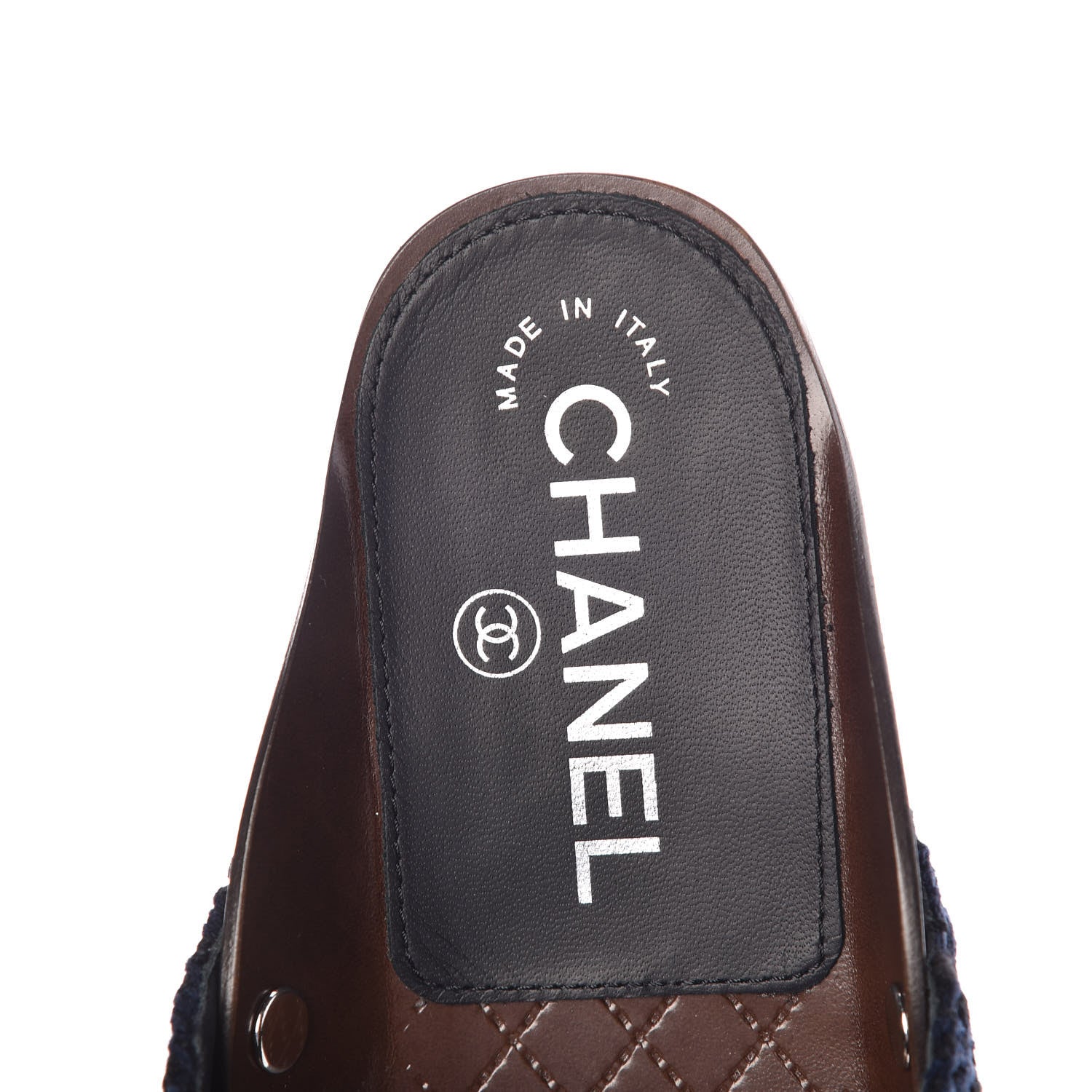 Chanel Tweed CC Thong Sandals 36 Navy Black 5 of 7