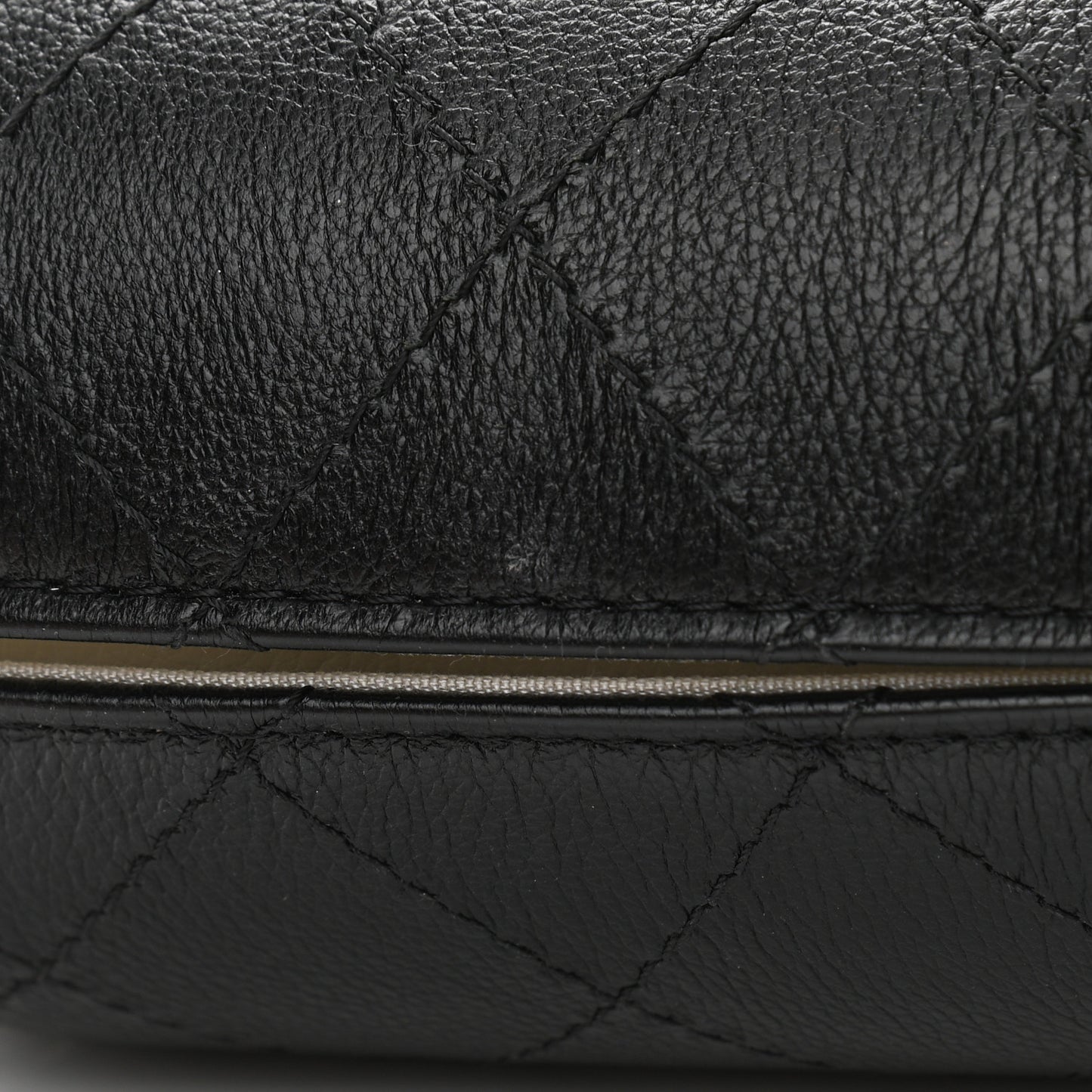 Aged Calfskin Quilted Small Gabrielle Bucket White Black