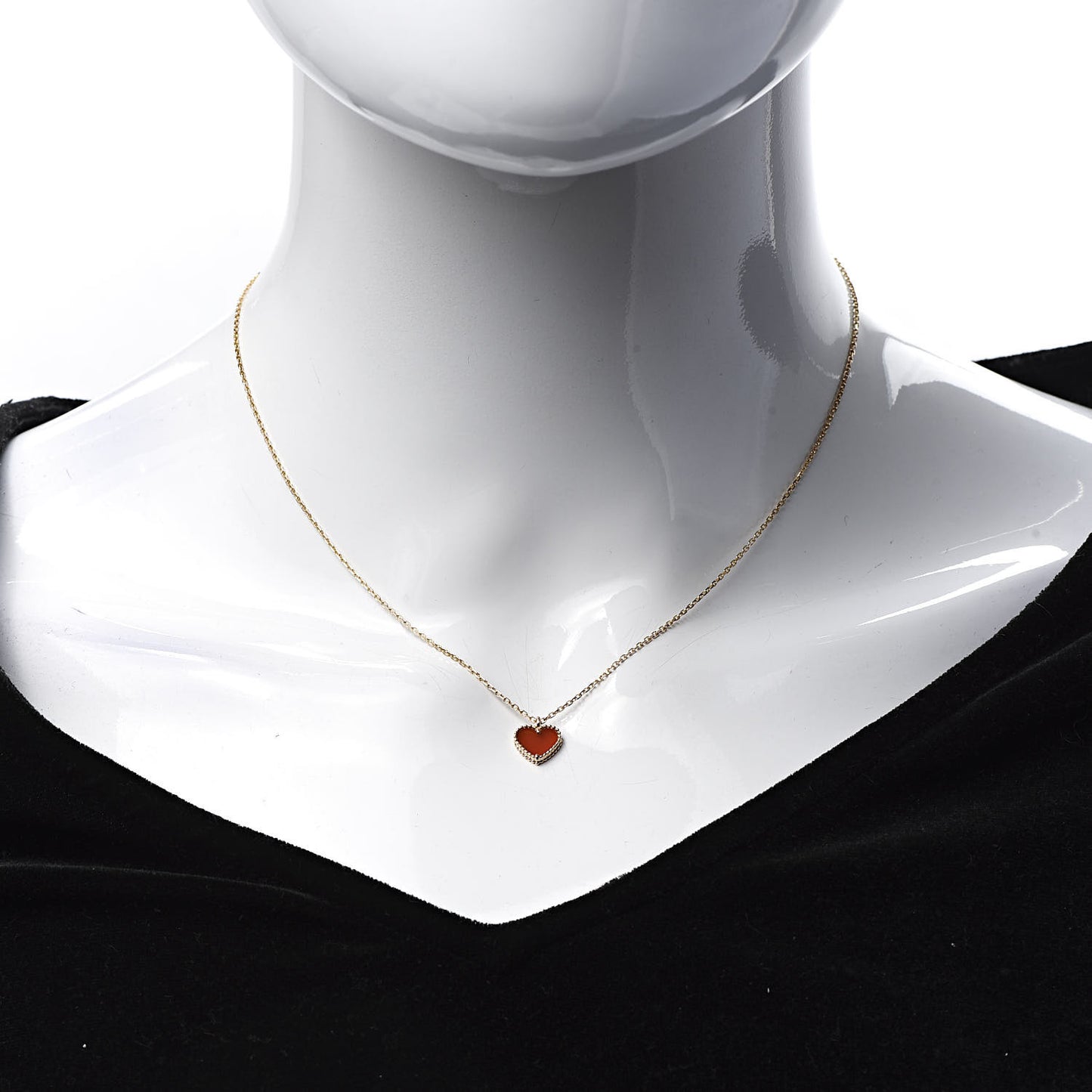 18K Rose Gold Carnelian Sweet Alhambra Heart Pendant Necklace