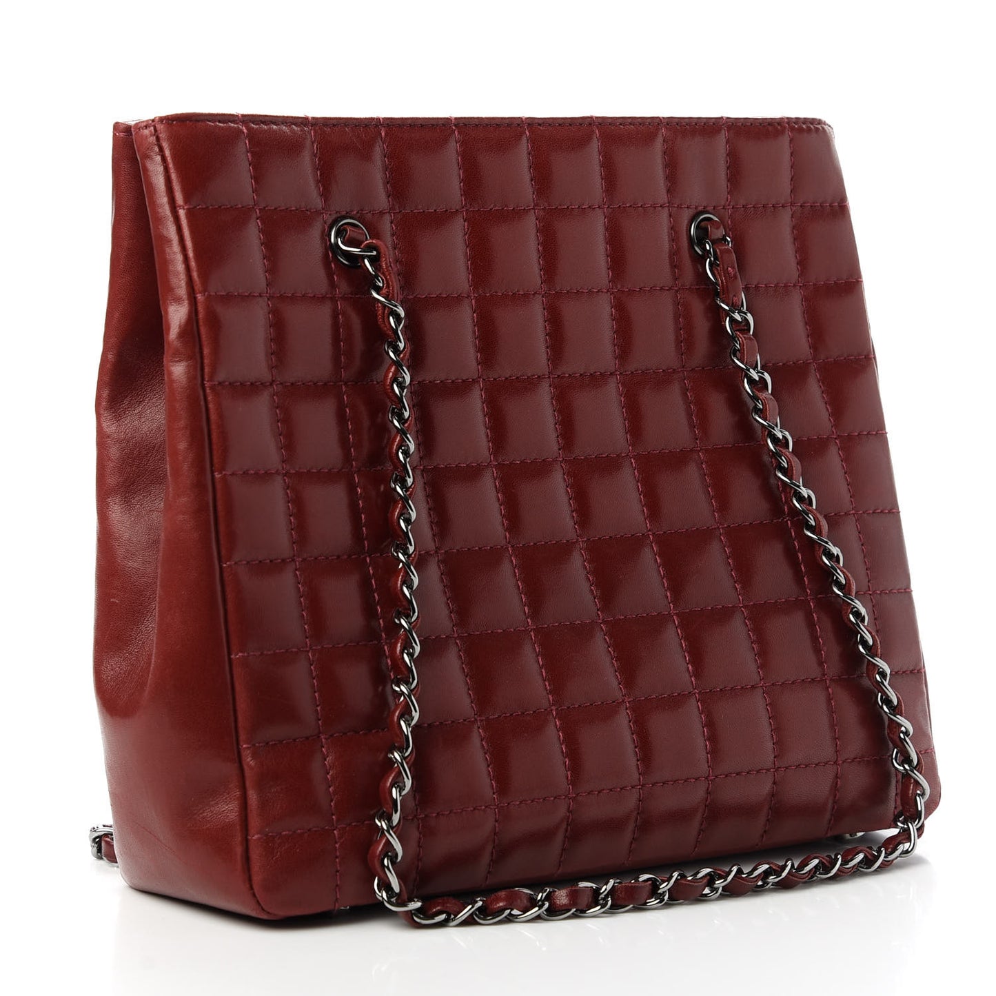 Lambskin Quilted Chocolate Bar Mademoiselle Shoulder Bag Red