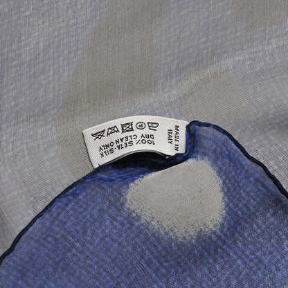 Louis Vuitton Silk Floral Scarf Blue 5 of 5