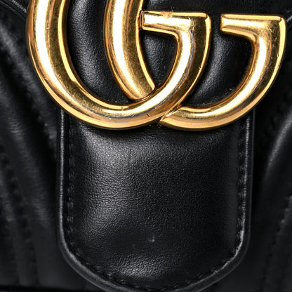 Gucci Calfskin Matelasse Small GG Marmont Shoulder Bag Black 15 of 17
