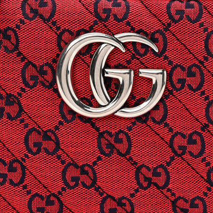 Gucci Monogram Multicolor Matelasse Diagonal Small GG Marmont Chain Shoulder Bag Red Blue 9 of 11