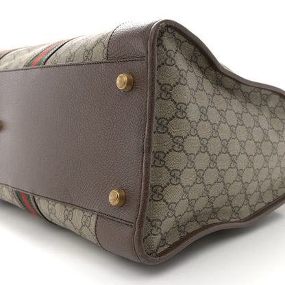 Gucci Soft GG Supreme Monogram Textured Dollar Calfskin Web Large Ophidia Carry-On Duffle Bag Beige Ebony New Acero 10 of 14