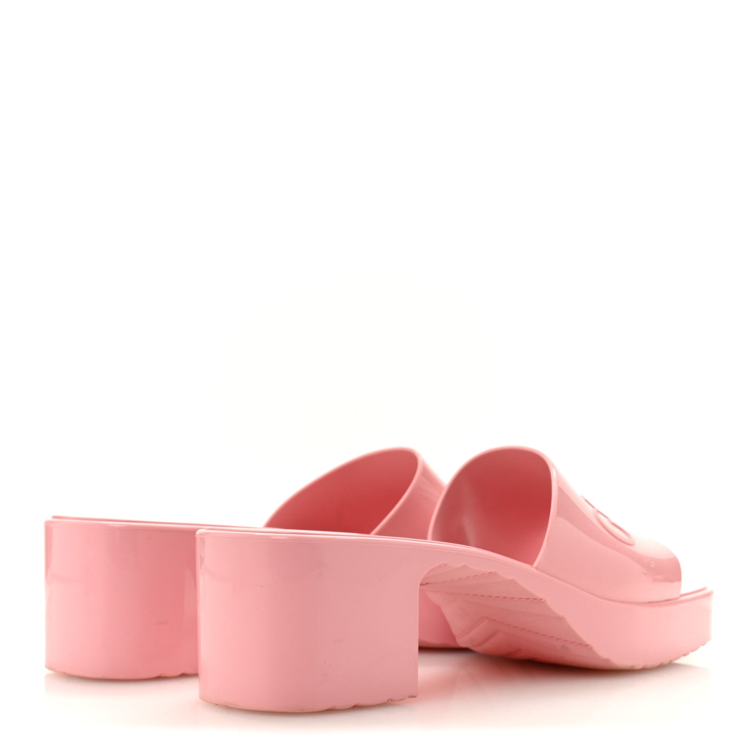 Gucci Rubber Gucci Logo Womens Platform 20/60mm Slide Sandals 38 Wild Rose 5 of 10