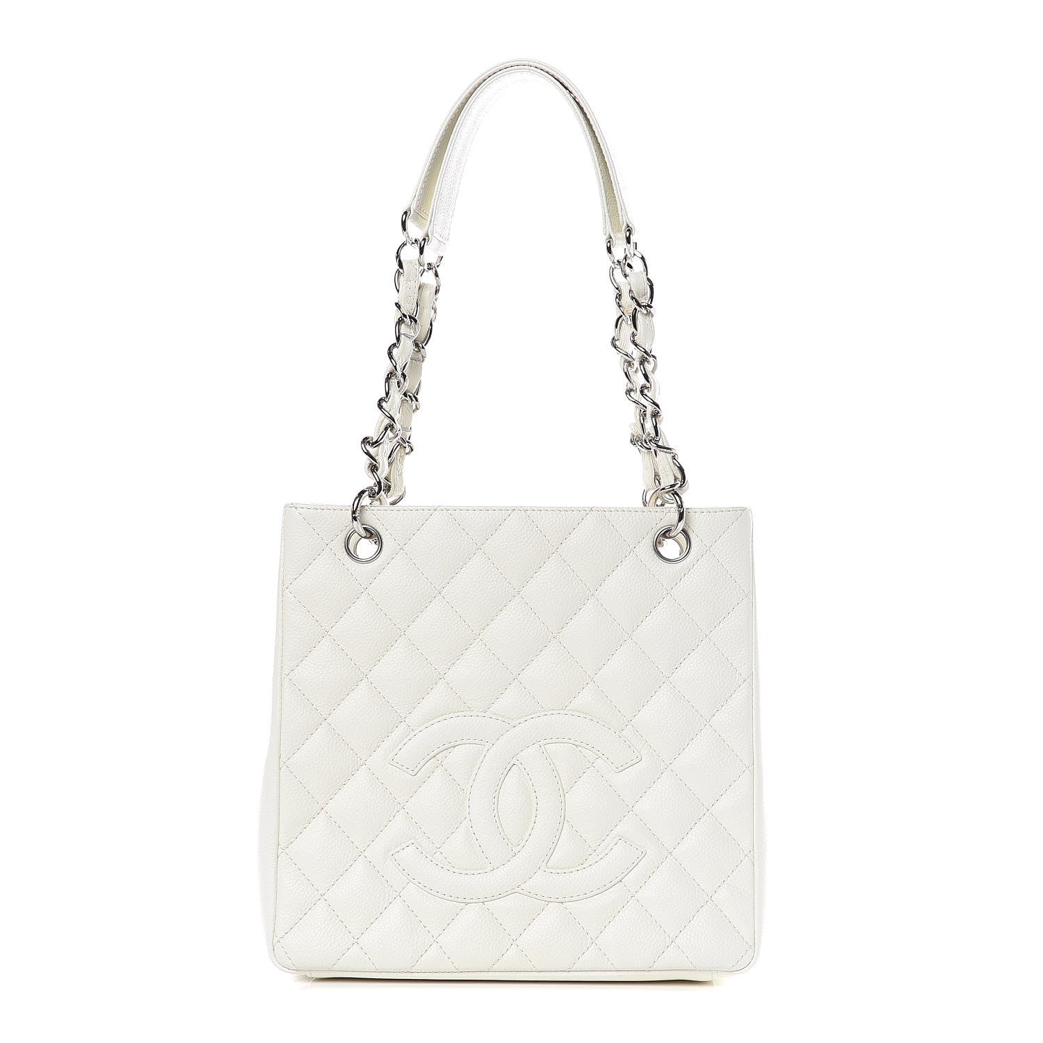 Chanel Caviar Quilted Petit Shopping Tote PST White 1 of 13