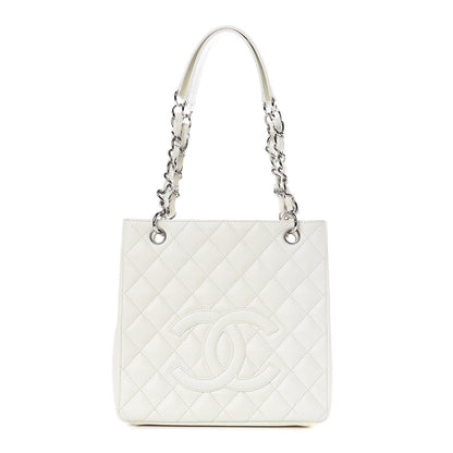 Chanel Caviar Quilted Petit Shopping Tote PST White 1 of 13