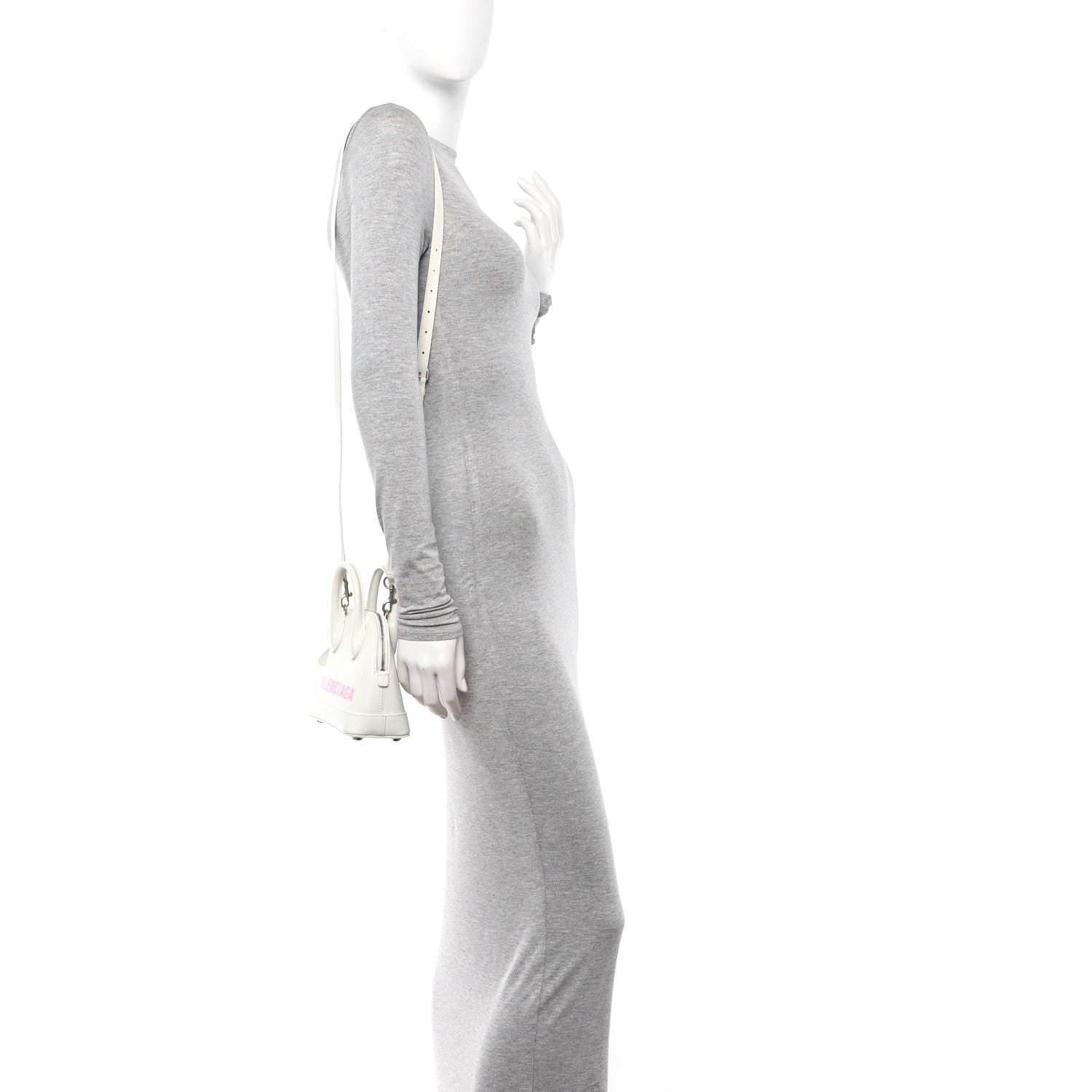 Balenciaga Grained Calfskin Logo XXS Ville Top Handle Bag White Fluo Pink 2 of 11