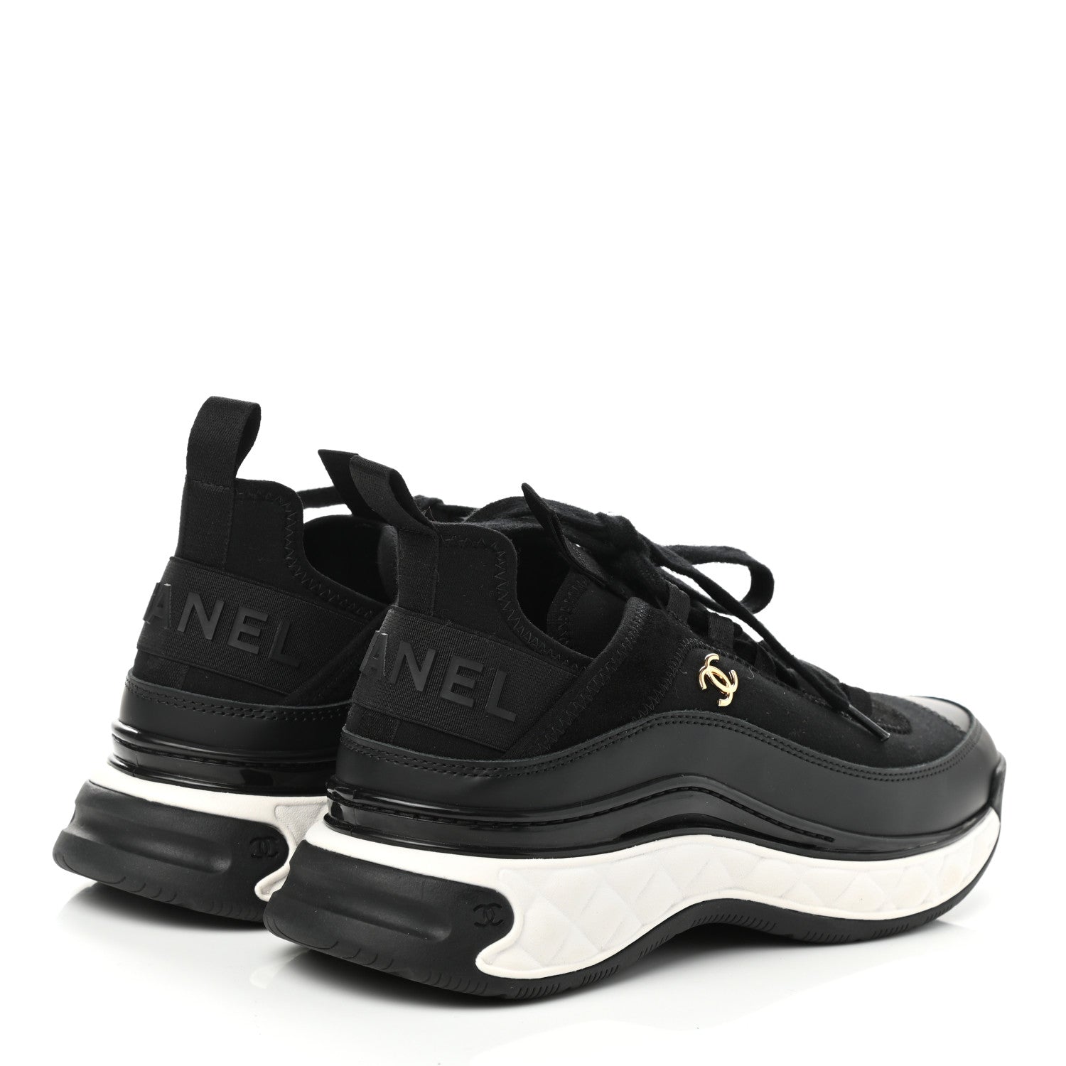 Chanel Velvet Calfskin Mixed Fibers CC Sneakers 39.5 Black 4 of 9