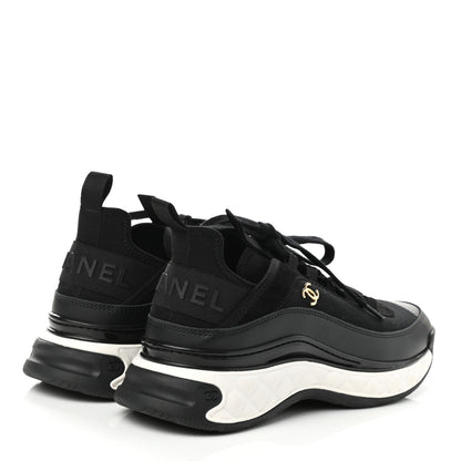 Chanel Velvet Calfskin Mixed Fibers CC Sneakers 39.5 Black 4 of 9