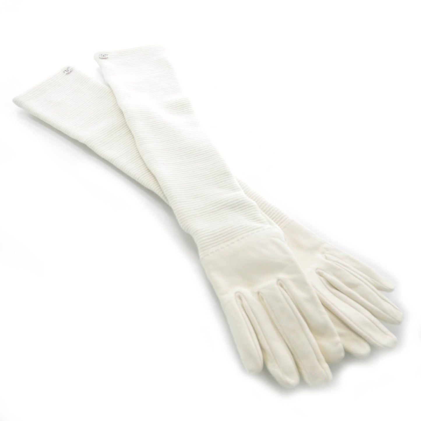 Lambskin Wool Long Gloves Size 7 White