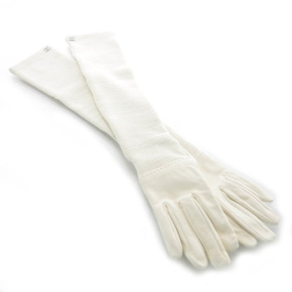 Chanel Lambskin Wool Long Gloves Size 7 White 1 of 5