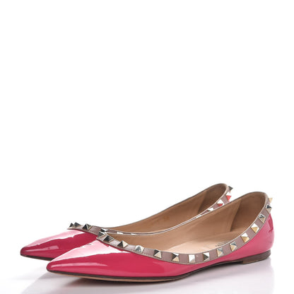 Valentino Garavani Patent Nappa Rockstud Ballerina Flats 38 Framboise Poudre 3 of 21