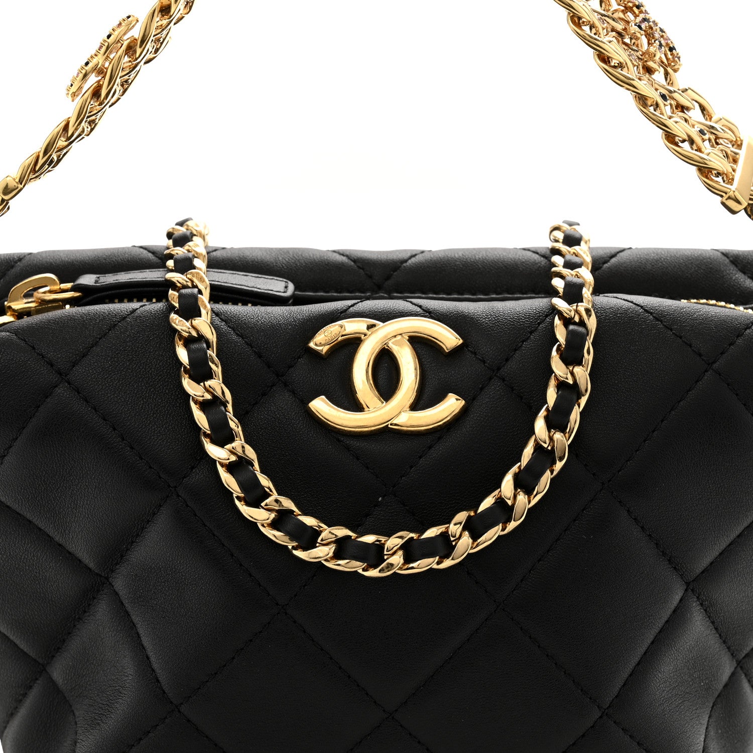 Chanel Lambskin Quilted Crystal Small CC Chain Hobo Black 8 of 11