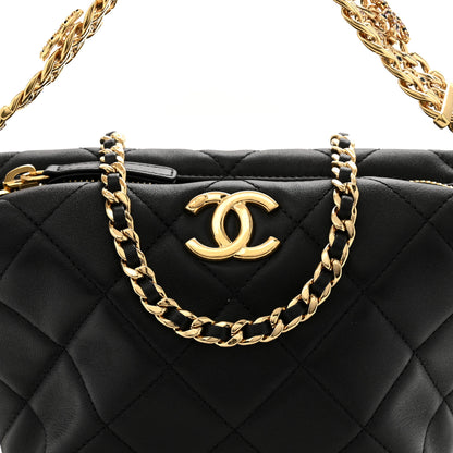 Chanel Lambskin Quilted Crystal Small CC Chain Hobo Black 8 of 11