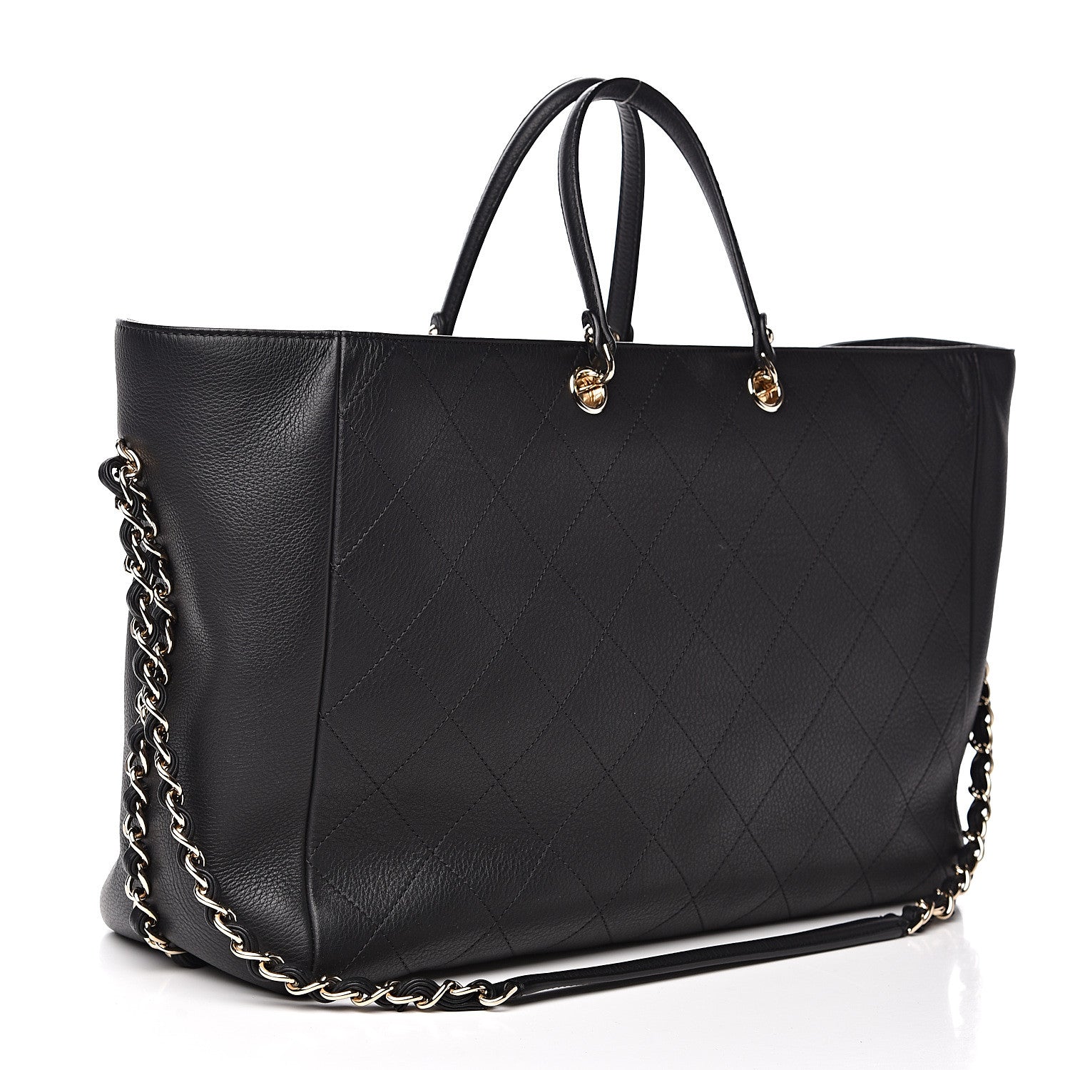 Chanel Bullskin Stitched Large Shopping Bag Black 2 of 10