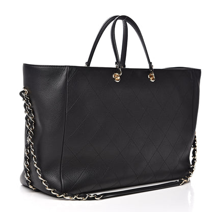 Chanel Bullskin Stitched Large Shopping Bag Black 2 of 10