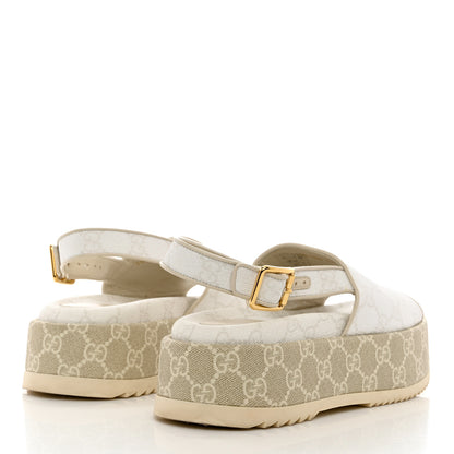 Gucci GG Supreme Monogram Granada Kid Angelina Platform 35mm Slingback Sandals 39 White Mystic White 4 of 12