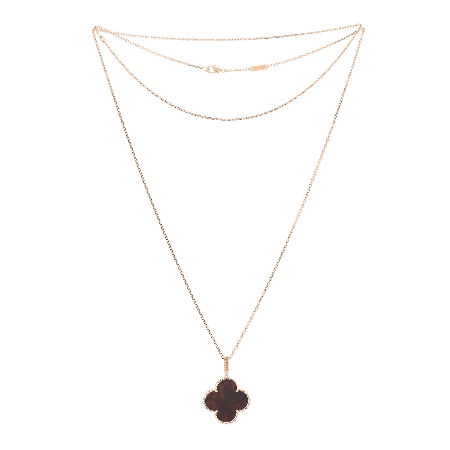 18K Rose Gold Letterwood Magic Alhambra Long Necklace