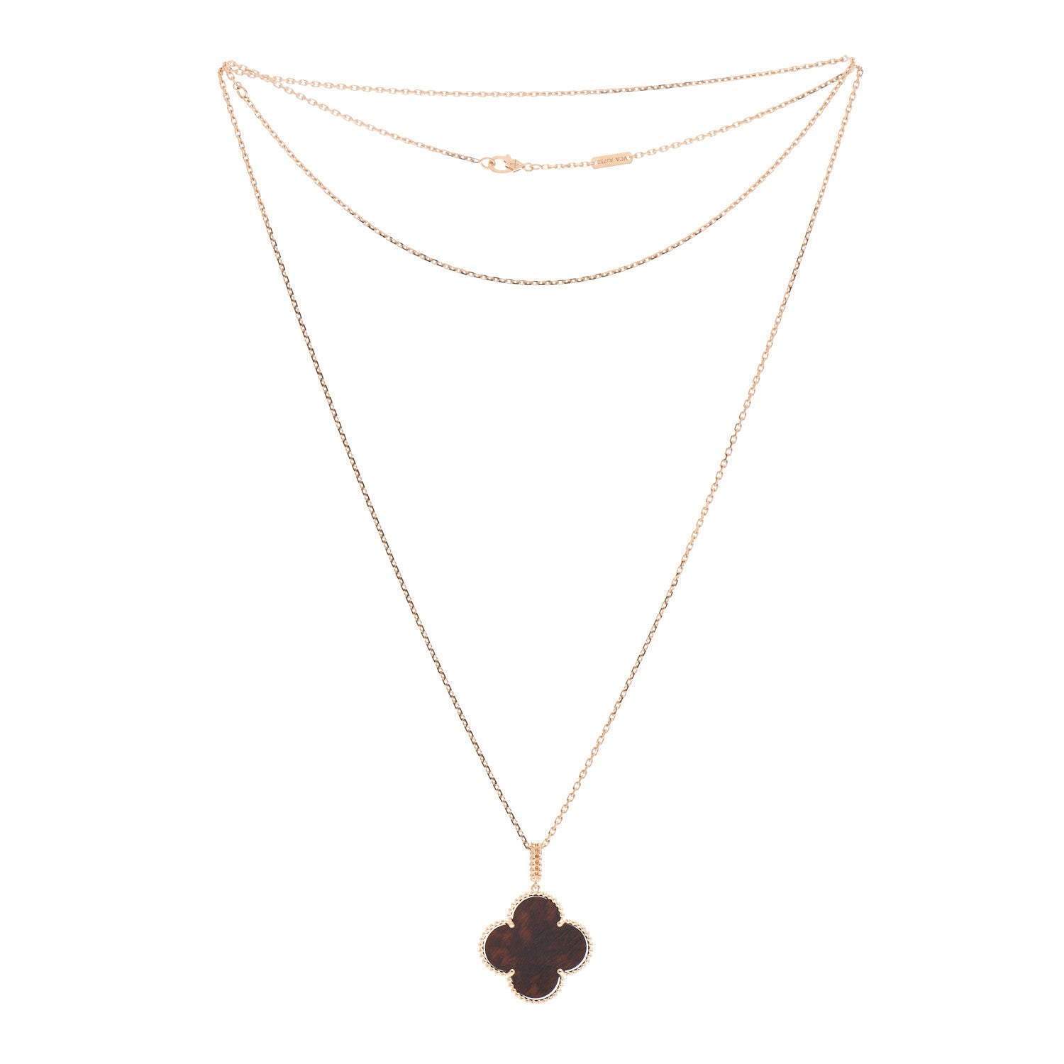 Van Cleef & Arpels 18K Rose Gold Letterwood Magic Alhambra Long Necklace 3 of 5