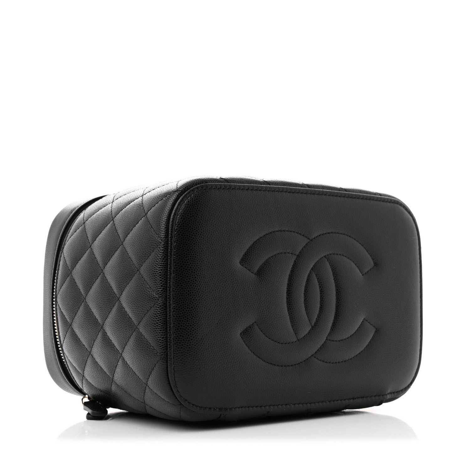 Caviar Quilted Large Vanity Pouch Black