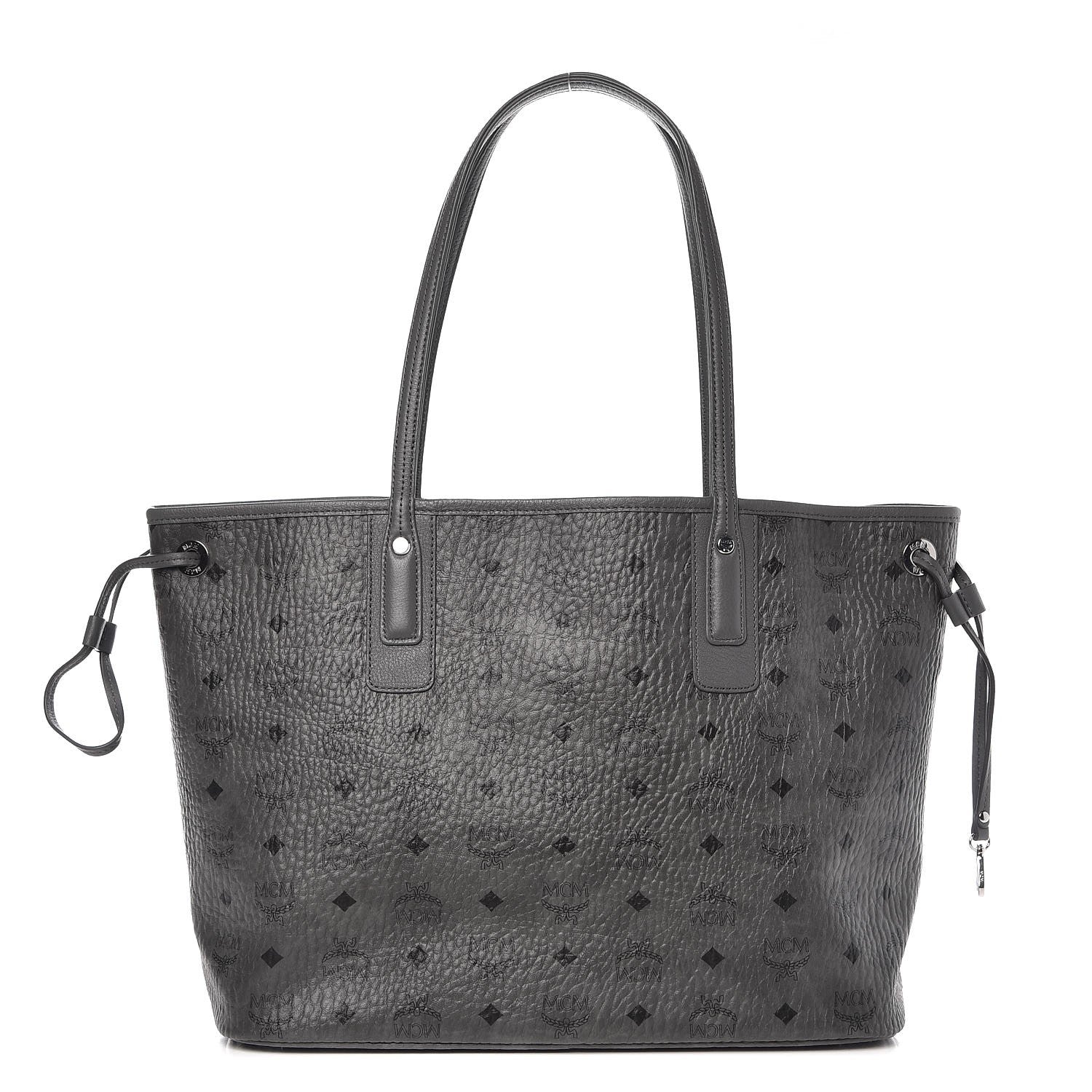 MCM Visetos Medium Liz Reversible Shopper Tote Phantom Grey 6 of 17