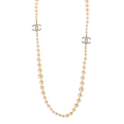 Chanel Graduated Pearl CC Long Necklace Gold 1 of 5