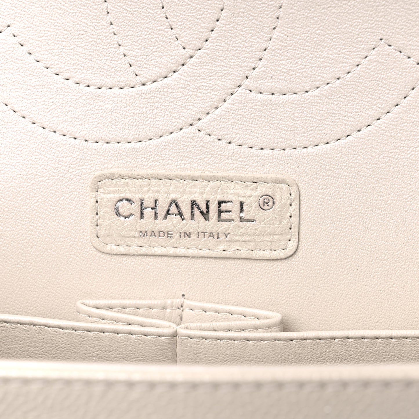 Pearly Caviar Quilted Jumbo Double Flap Dark White