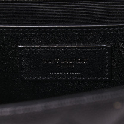 Saint Laurent Grain De Poudre Textured Mixed Matelasse Triquilt Medium Monogram Satchel Black 6 of 9