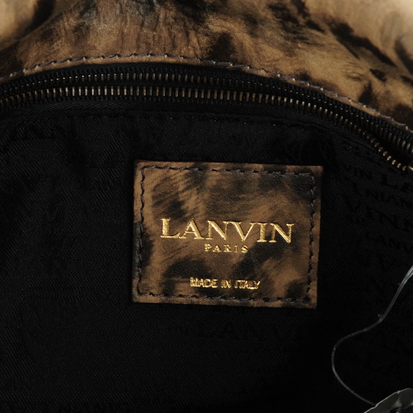 Nubuck Leopard Print Medium Happy Shoulder Bag