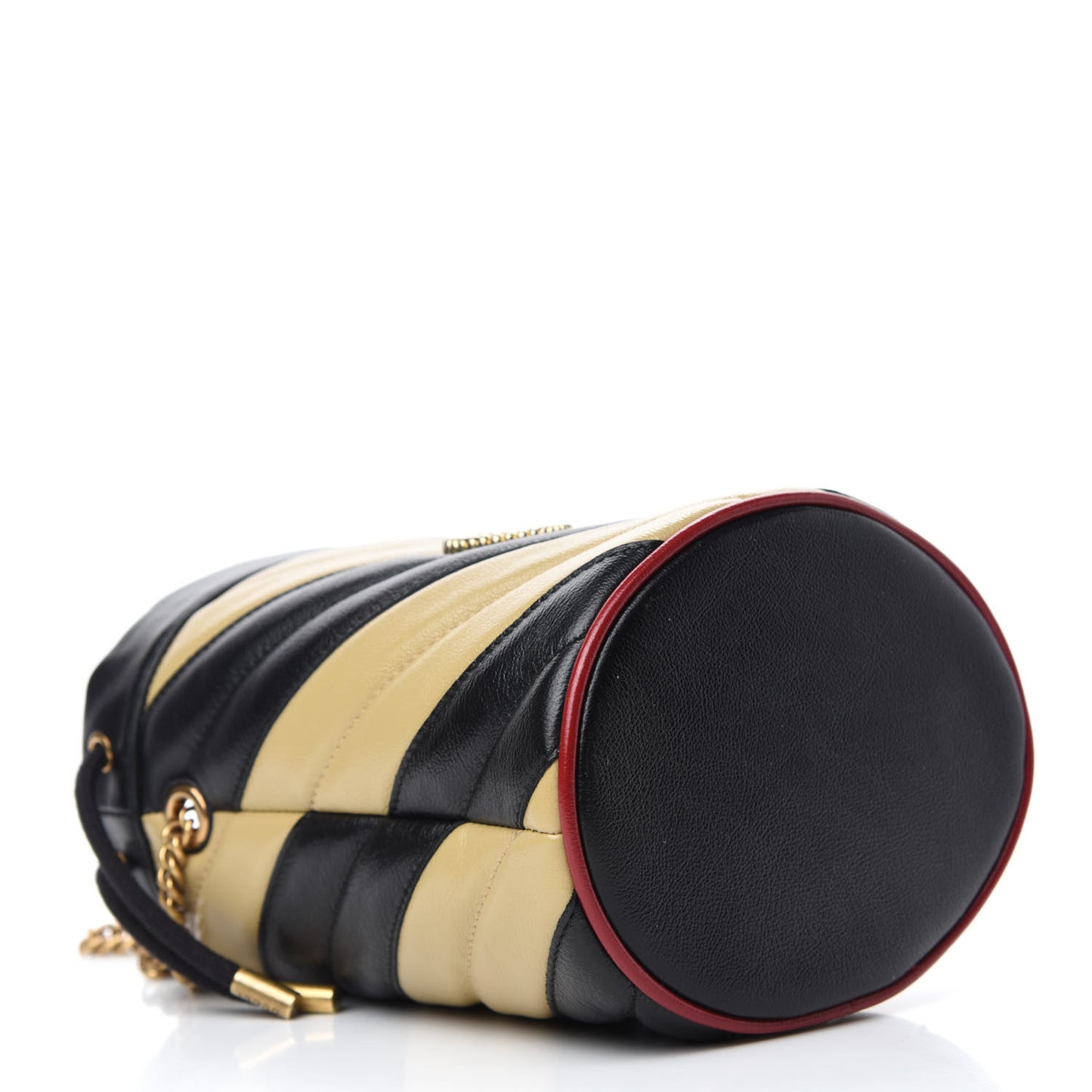Azalea Calfskin Matelasse Diagonal Patchwork Mini Torchon GG Marmont 2.0 Bucket Bag Black Beige Romantic Cerise