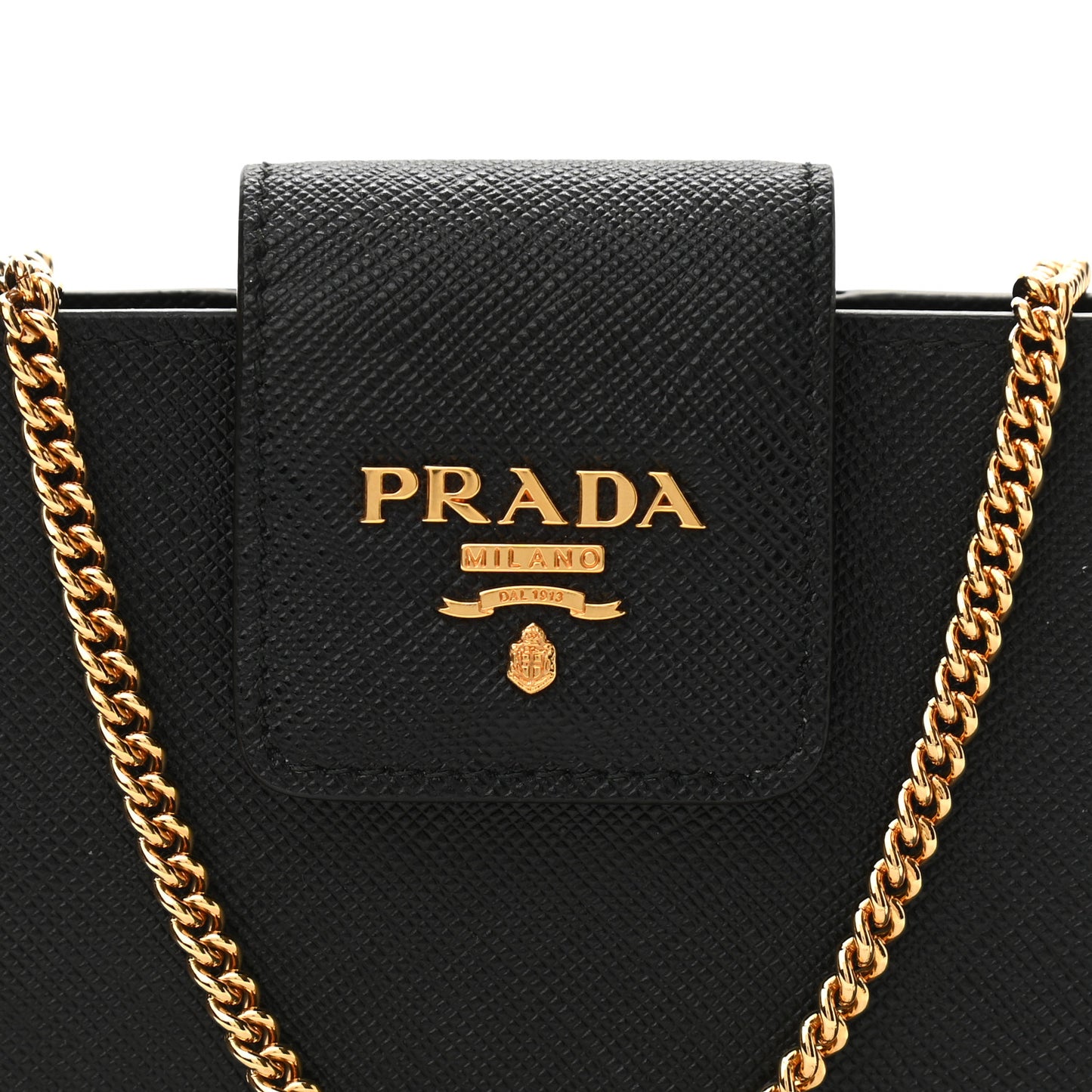 Saffiano Metal Mini Chain Wallet Black