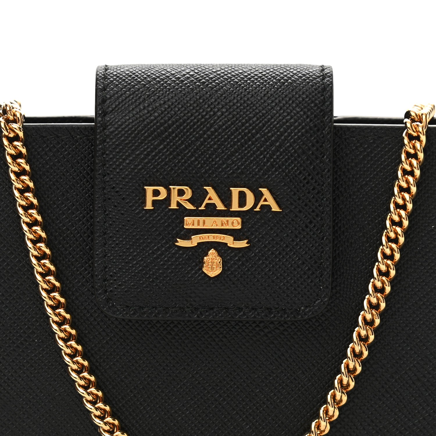 Prada Saffiano Metal Mini Chain Wallet Black 6 of 9