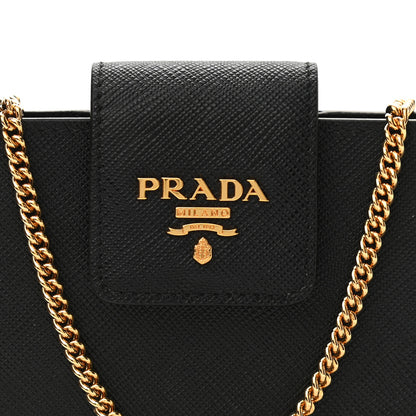Prada Saffiano Metal Mini Chain Wallet Black 6 of 9