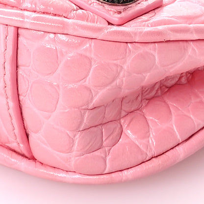 Balenciaga Extra Supple Calfskin Crocodile Embossed Le Cagole Mini Purse With Chain Sweet Pink 11 of 11