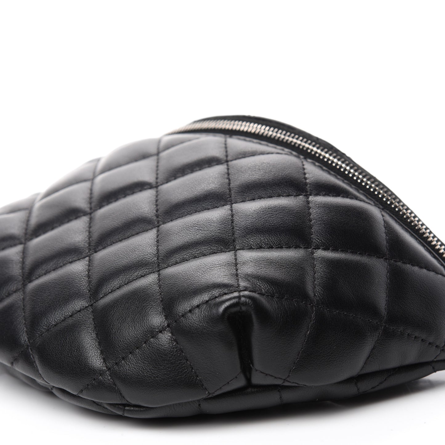 Grained Calfskin Quilted Waist Belt Bag Black
