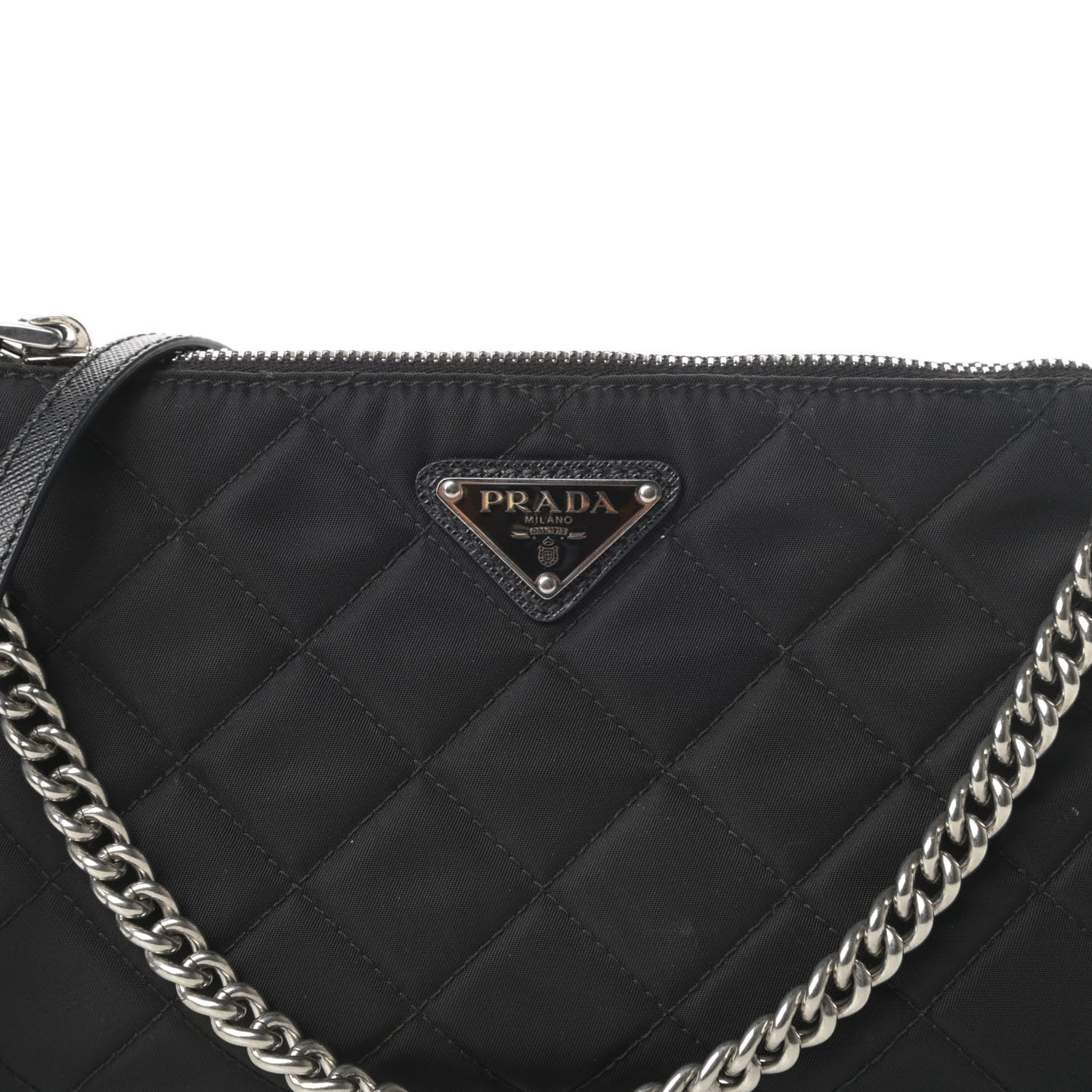 Nylon Tessuto Impuntu Quilted Crossbody Bag Black