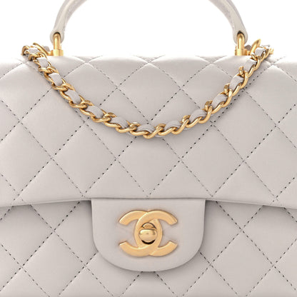 Chanel Lambskin Quilted Mini Top Handle Rectangular Flap Grey 6 of 8