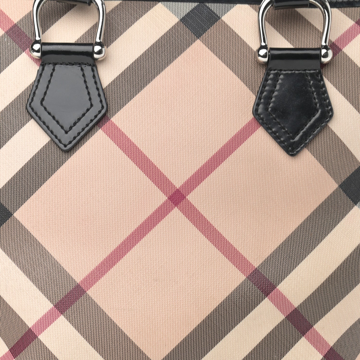 Burberry Patent Trim Nova Check Small Nickie Shopper Tote 8 of 22